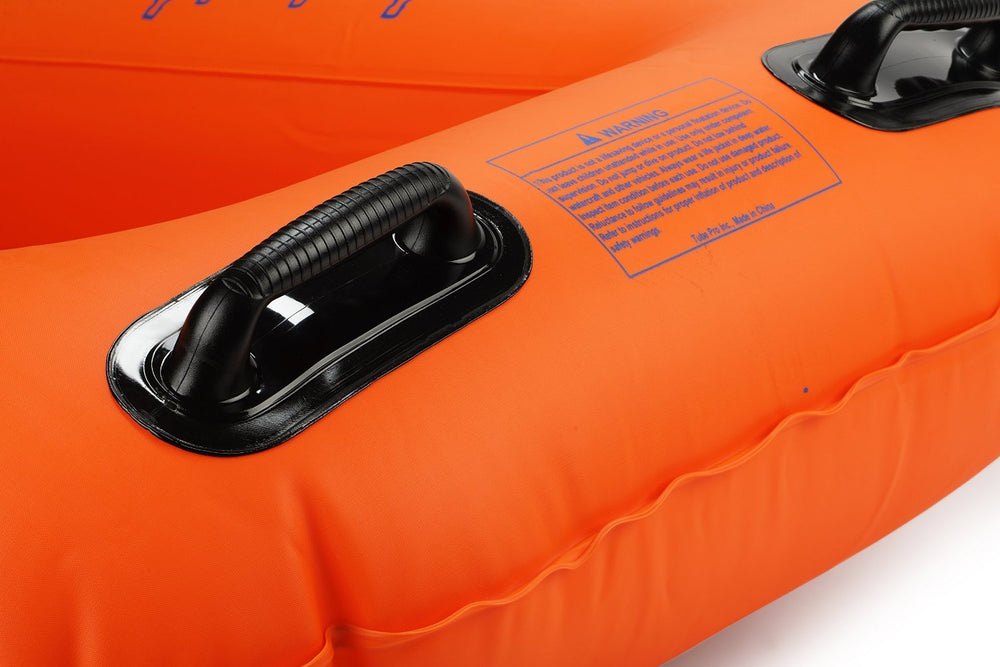 Tube Pro carrier in river with cooler aboard, stable flotation and easy access benefit