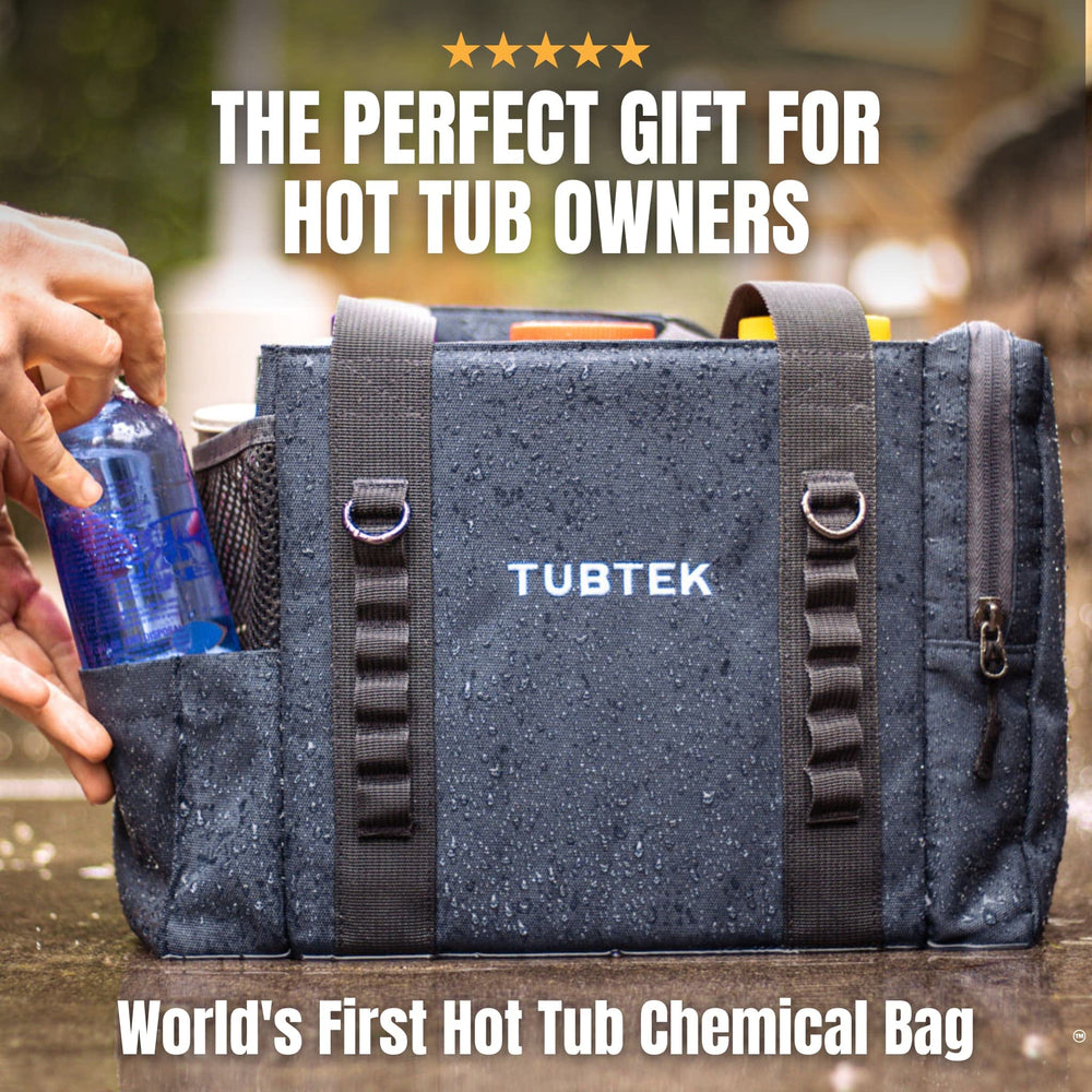 TUBTEK ChemBag filled with spa accessories for fast maintenance