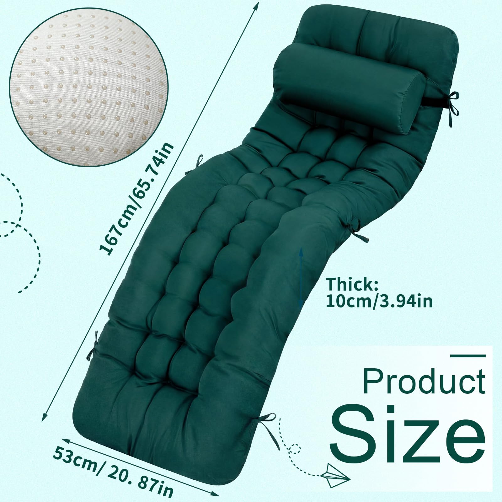 Tudomro cushion back view showing nonslip edges and durable seam construction