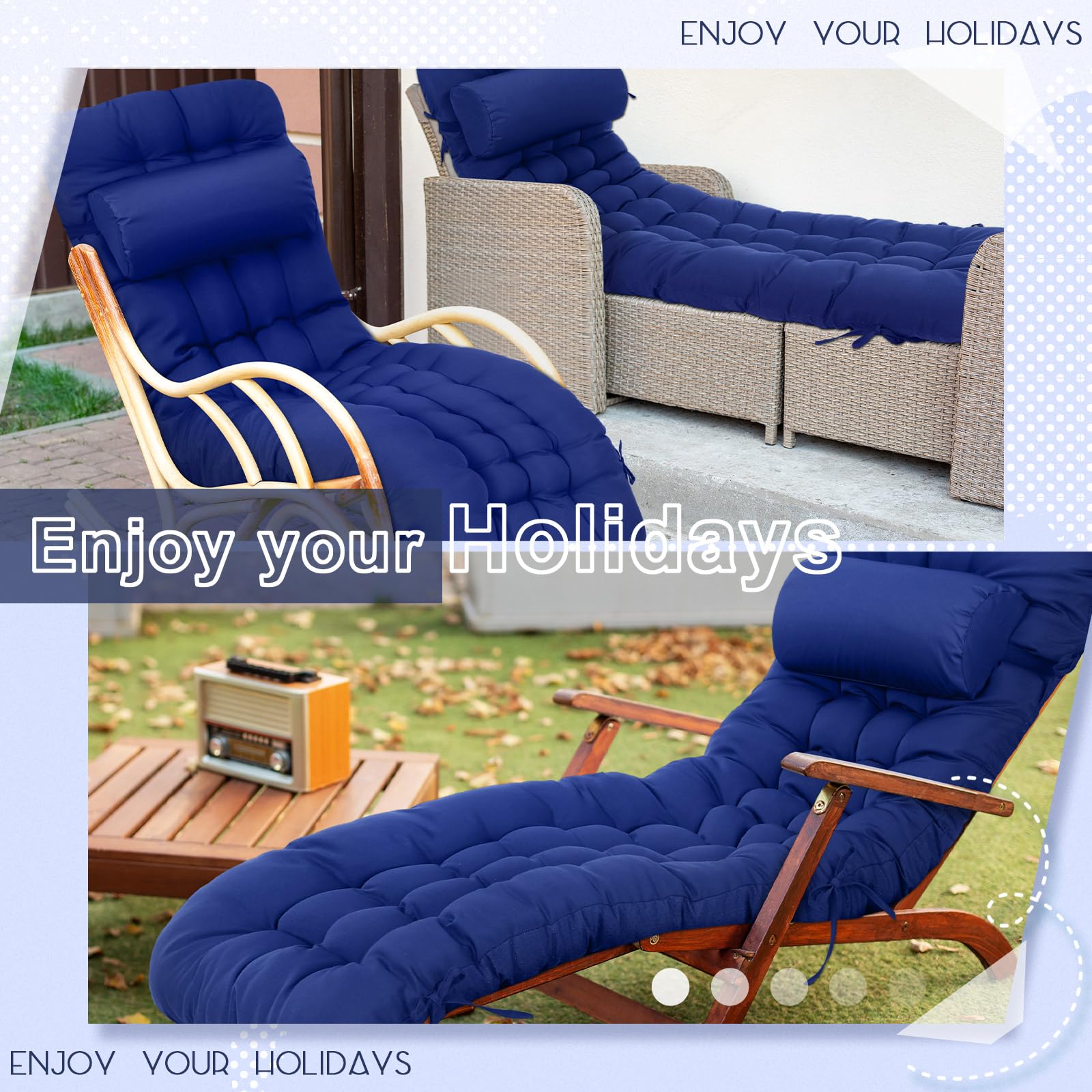 Tudomro chaise cushion in use poolside demonstrating water resistance