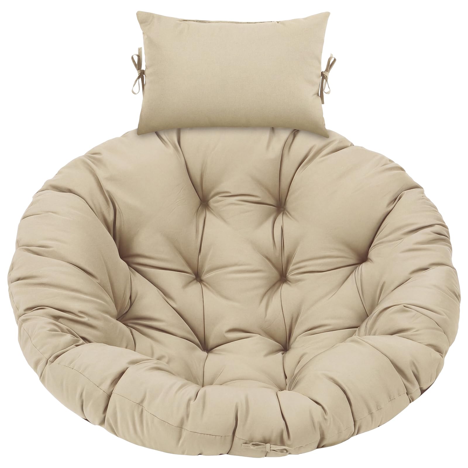 Tudomro front view of beige egg chair cushion showing full fit and fresh look
