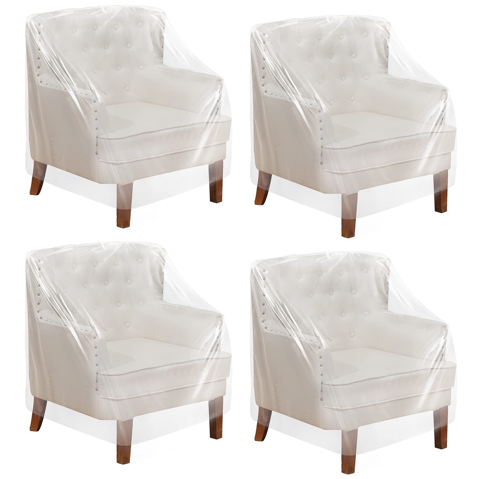 Tudomro front view of packaged clear chair covers showing set count and transparency benefit