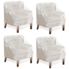 Tudomro front view of packaged clear chair covers showing set count and transparency benefit