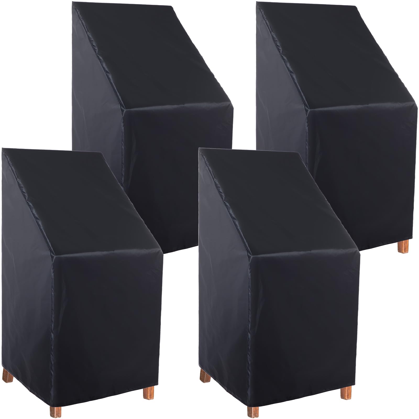 Tudomro front view of four black chair covers protecting patio set
