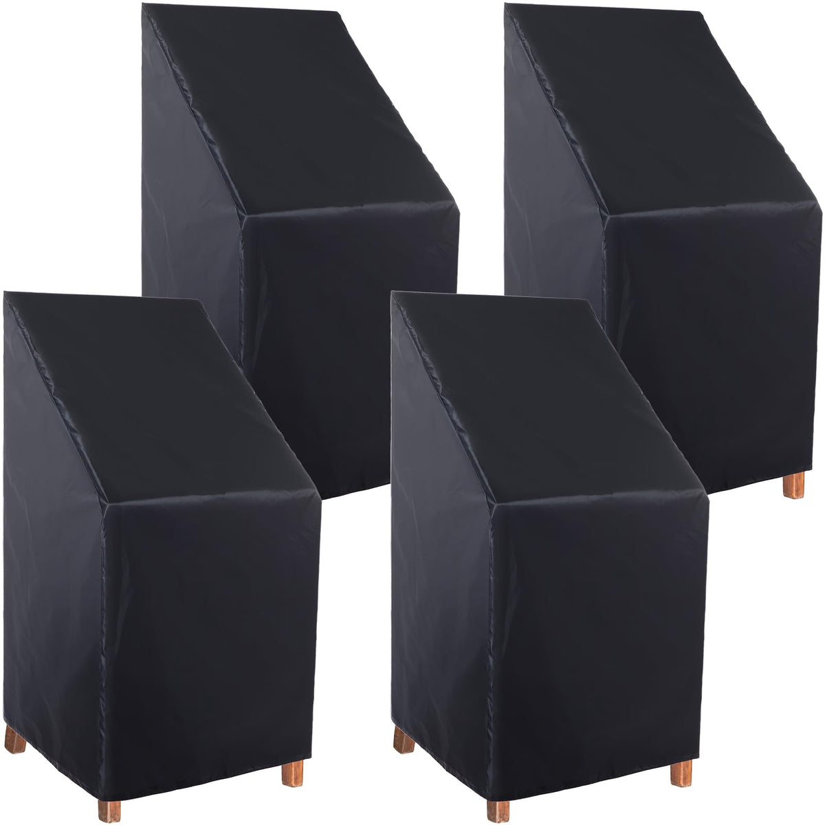 Tudomro front view of four black chair covers protecting patio set