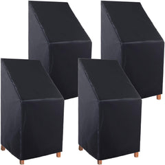Tudomro front view of four black chair covers protecting patio set