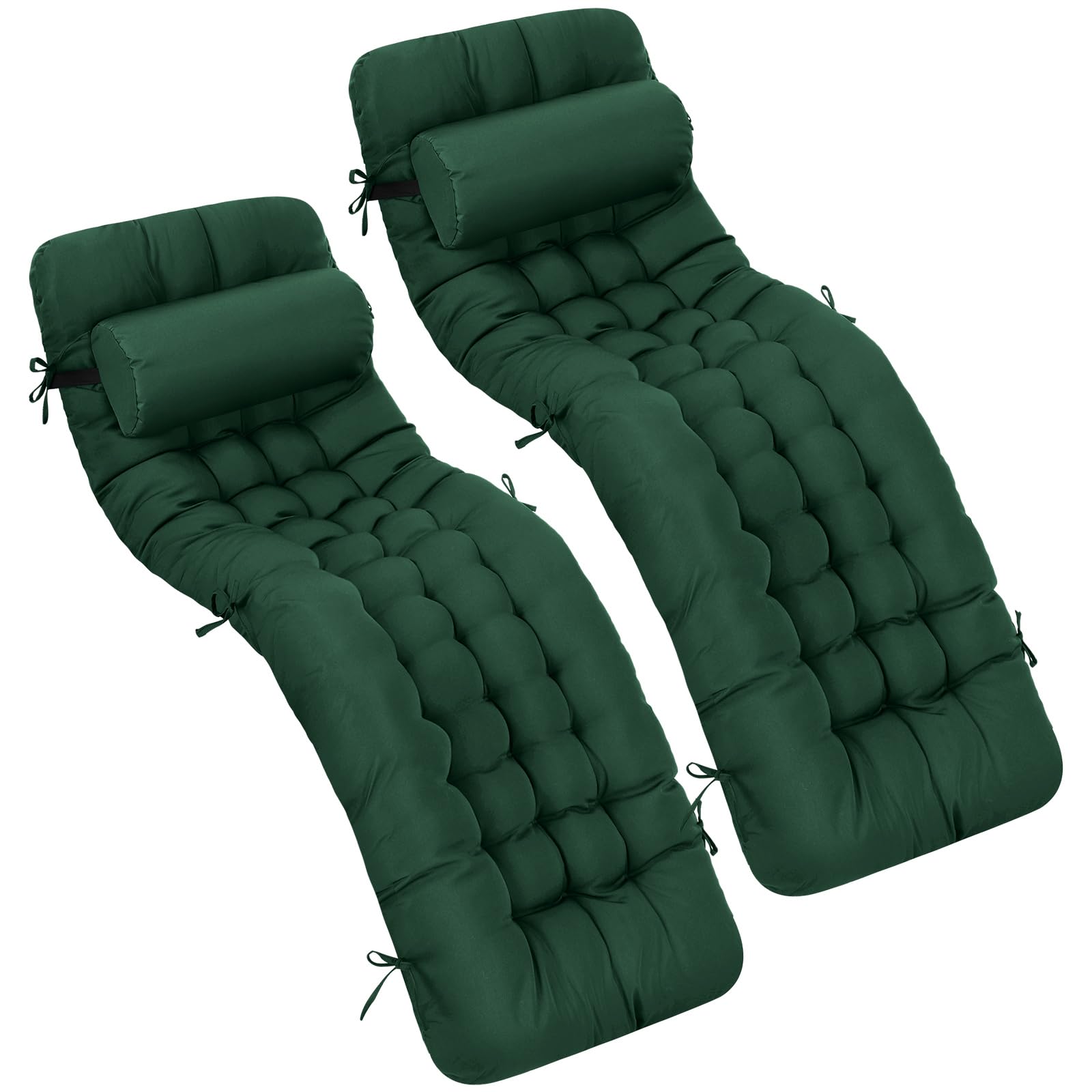 Tudomro front view of hunter green chaise lounge cushions showing neat fit and durable look