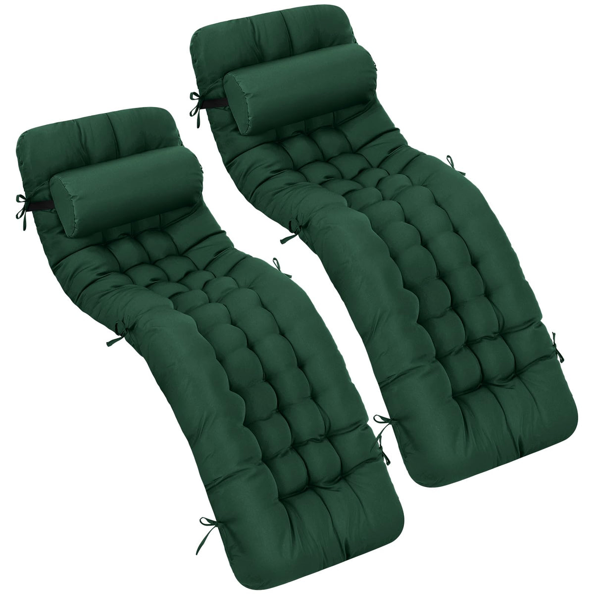 Tudomro front view of hunter green chaise lounge cushions showing neat fit and durable look