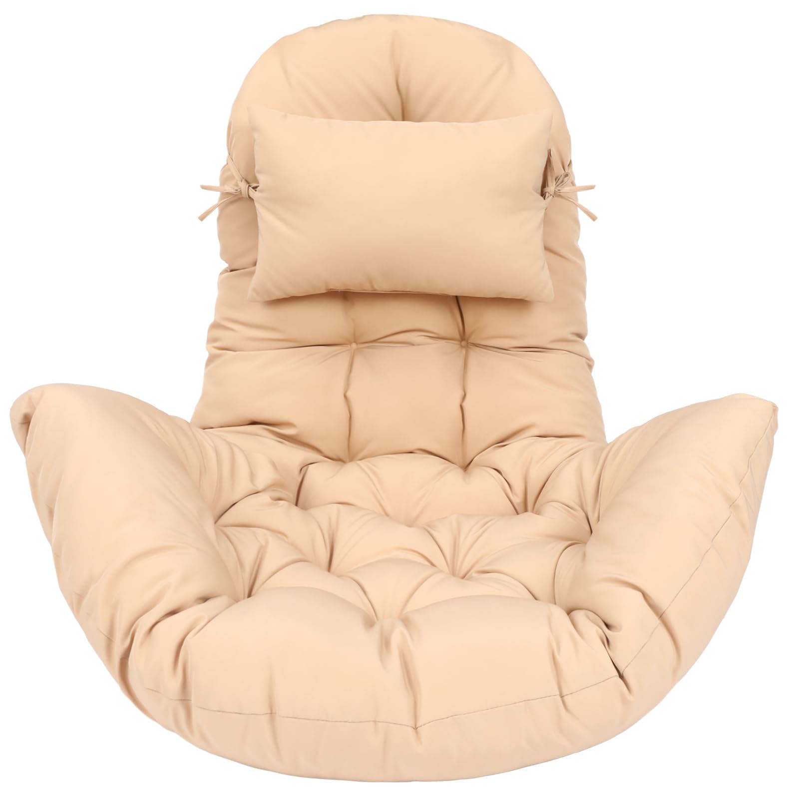 Tudomro front view beige egg chair cushion showing tailored fit and comfort