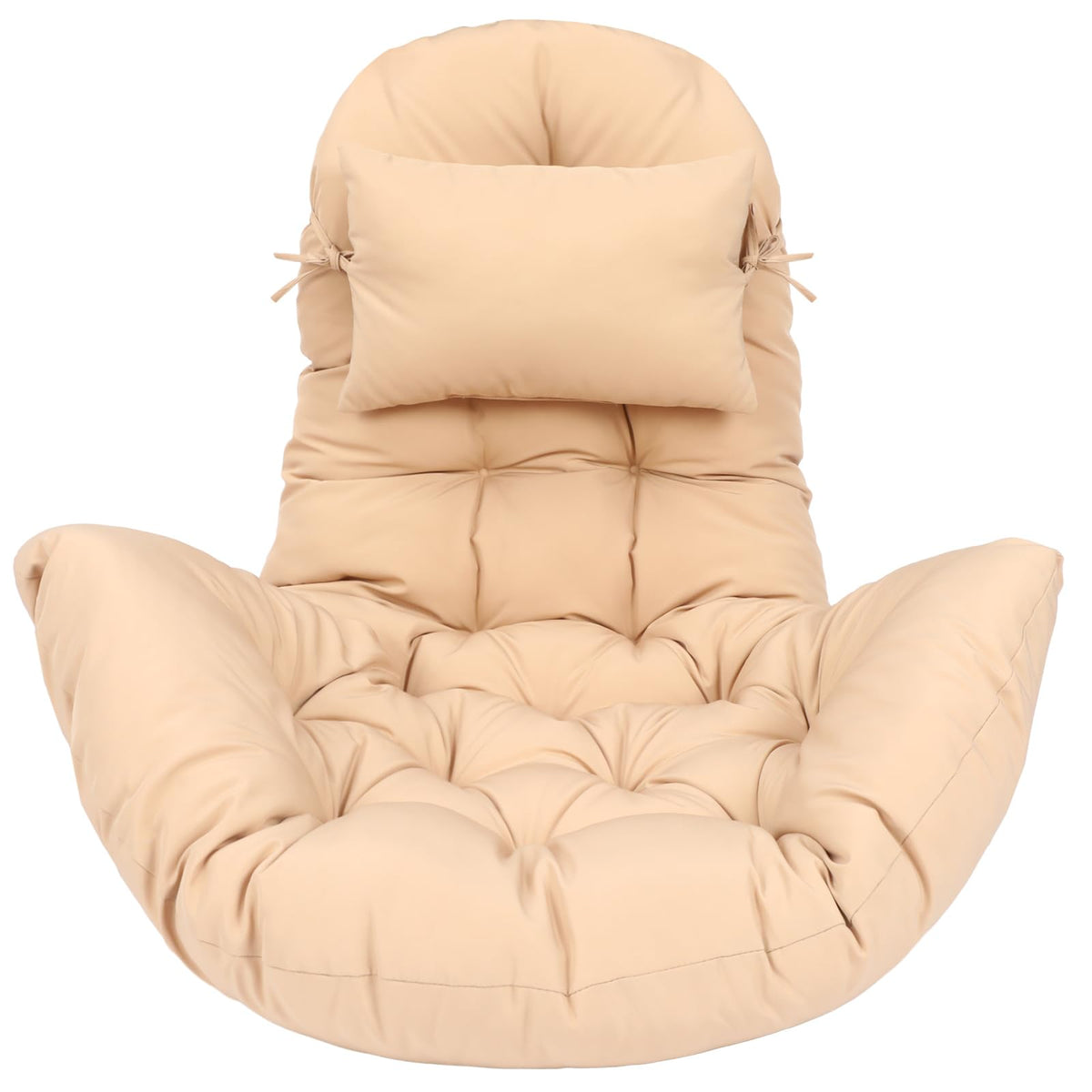Tudomro front view beige egg chair cushion showing tailored fit and comfort