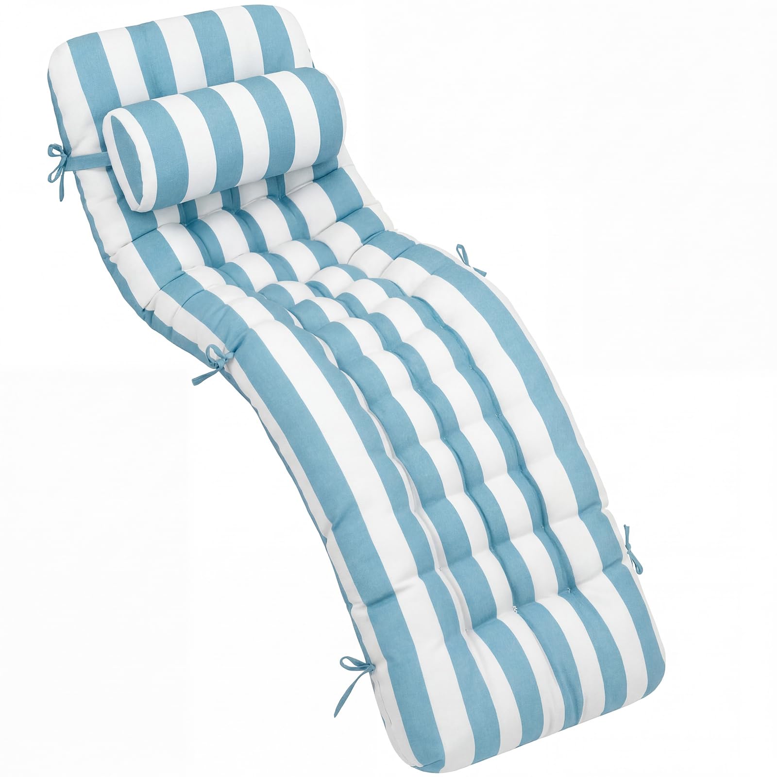 Tudomro front view of blue white stripe cushion showing full coverage and comfort