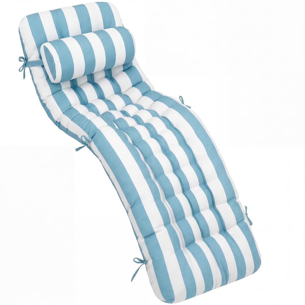 Tudomro front view of blue white stripe cushion showing full coverage and comfort