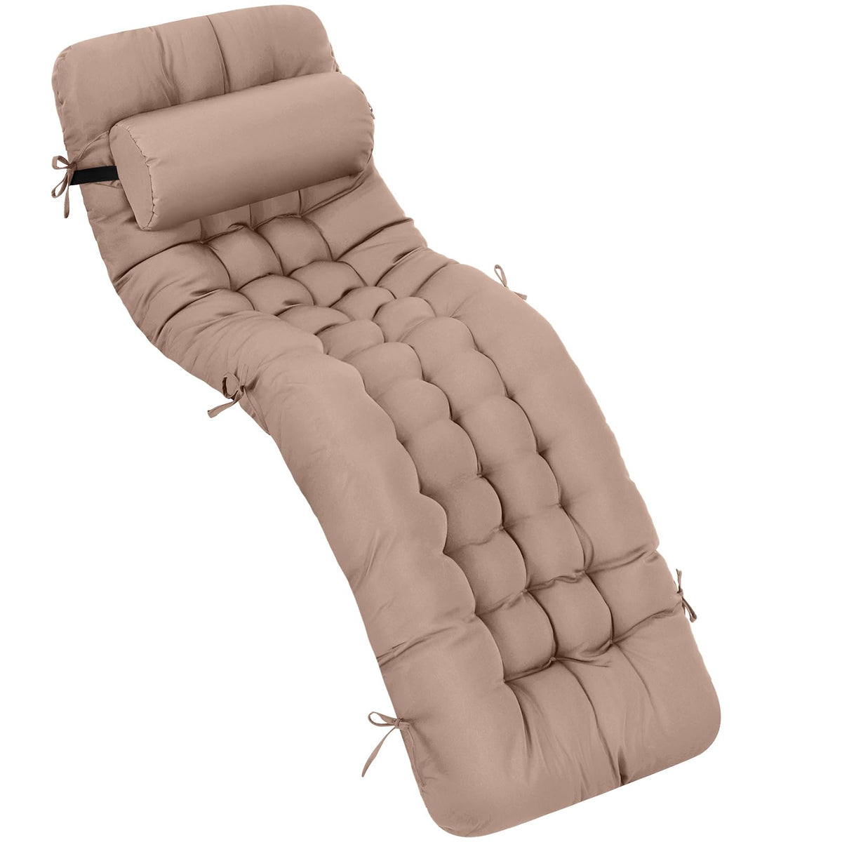 Tudomro front view of full chaise cushion showing shape and taupe color for comfortable lounging
