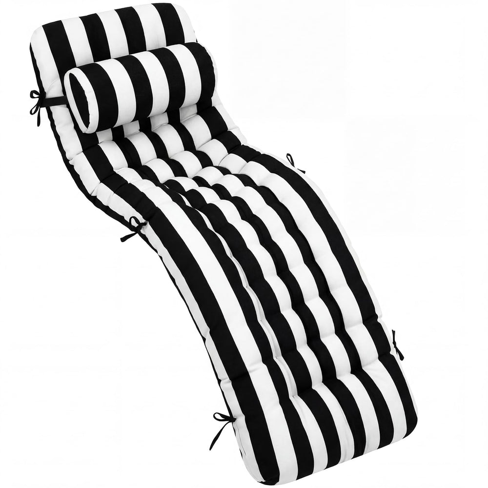 Tudomro front view of chaise cushion showing full stripe design and comfort