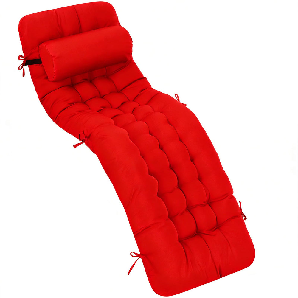 Tudomro front view of bright red chaise cushion shows full coverage and inviting comfort