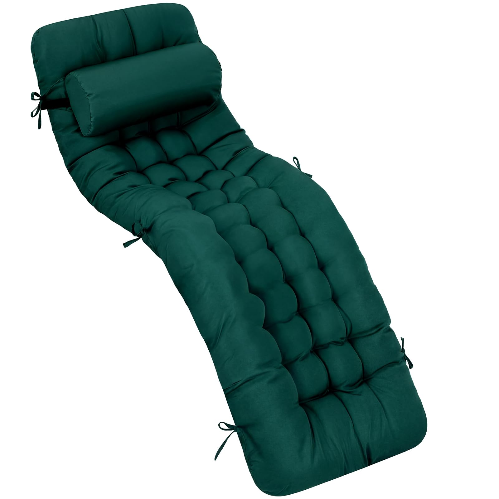 Tudomro front view chaise lounge cushion shows full hunter green coverage and comfort