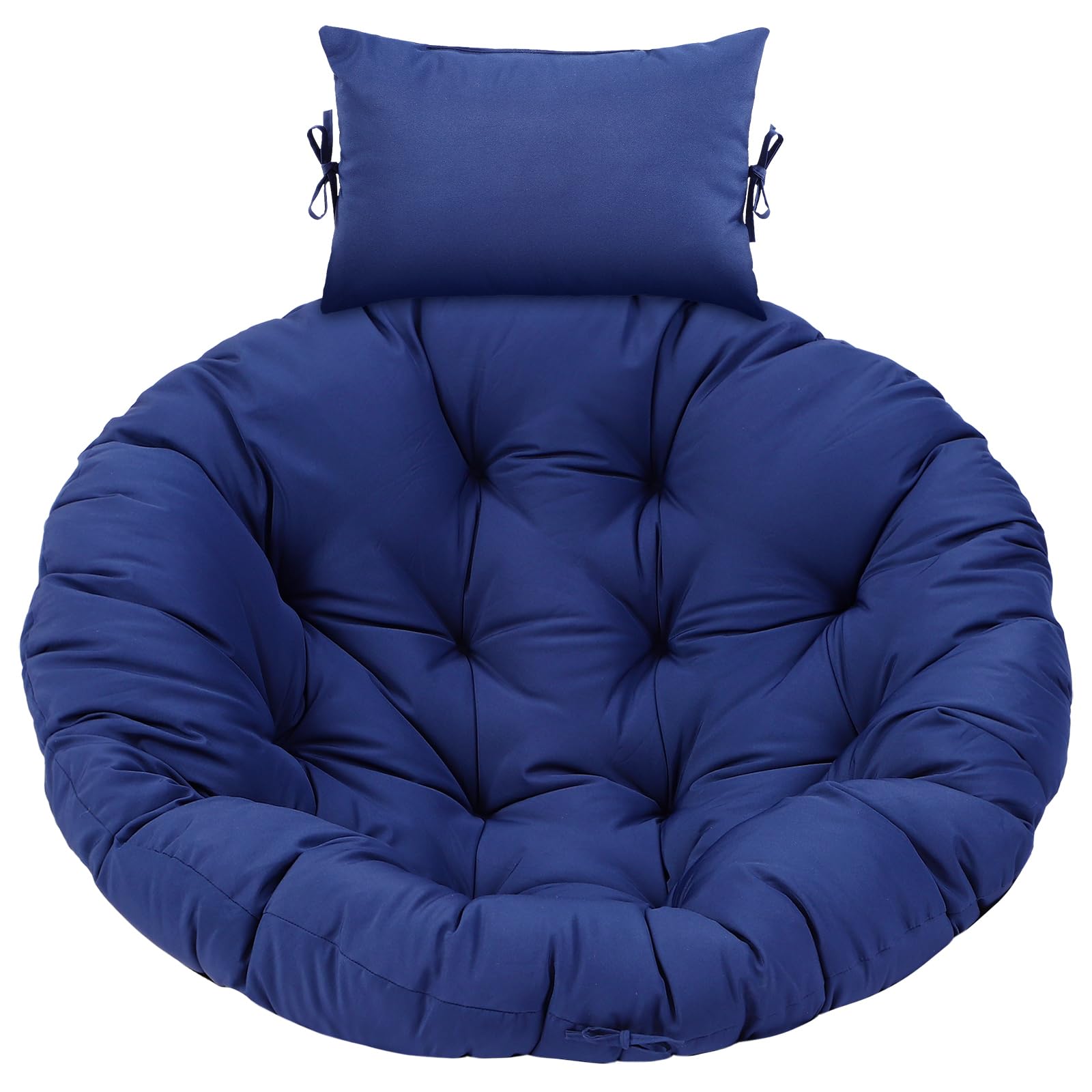 Tudomro front view of navy blue egg chair cushion showing full coverage benefit