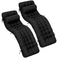Tudomro front view of two black chaise cushions showing neat finish and matching set benefit