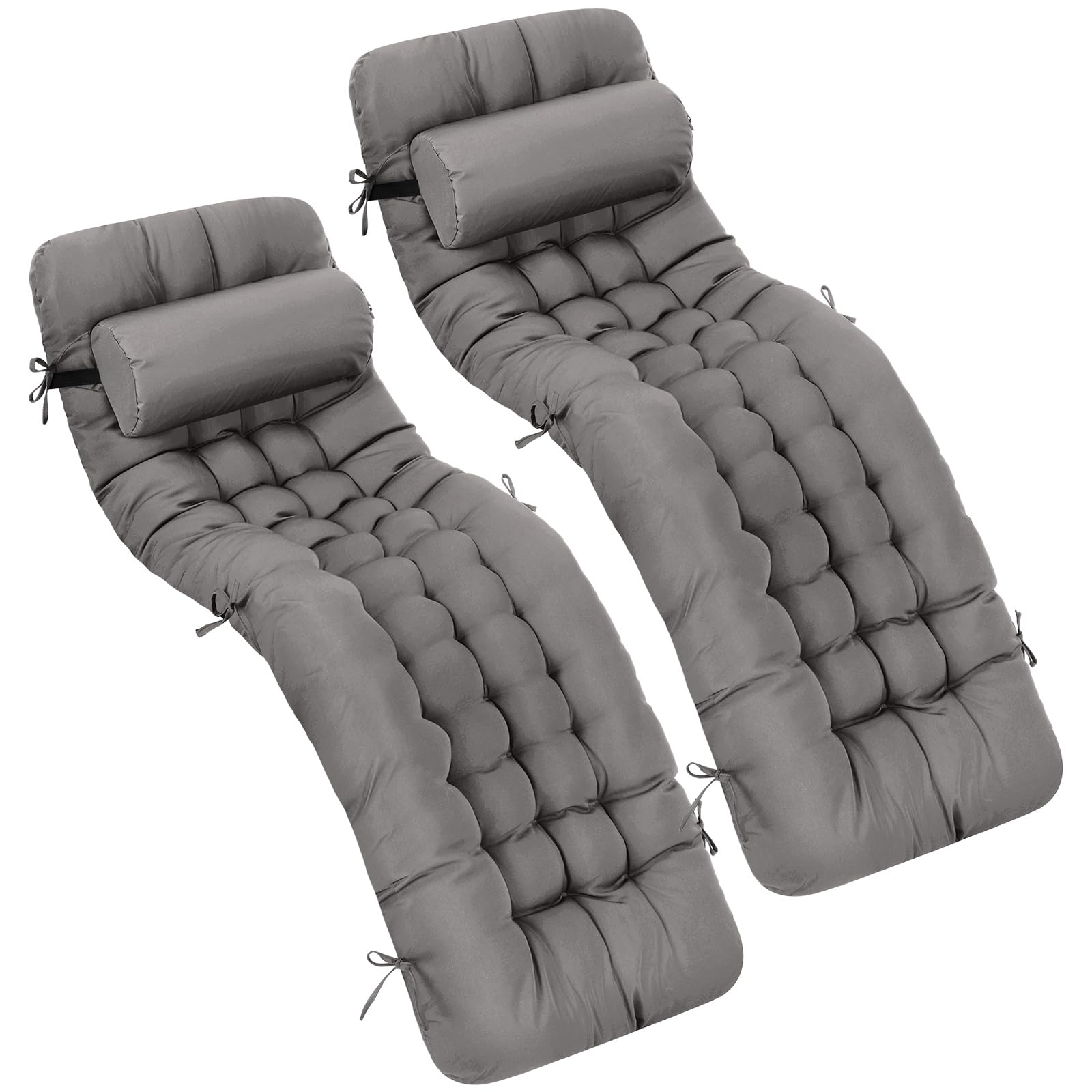 Tudomro front view of both dark gray chaise cushions showing full size and coverage