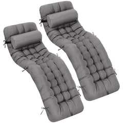 Tudomro front view of both dark gray chaise cushions showing full size and coverage