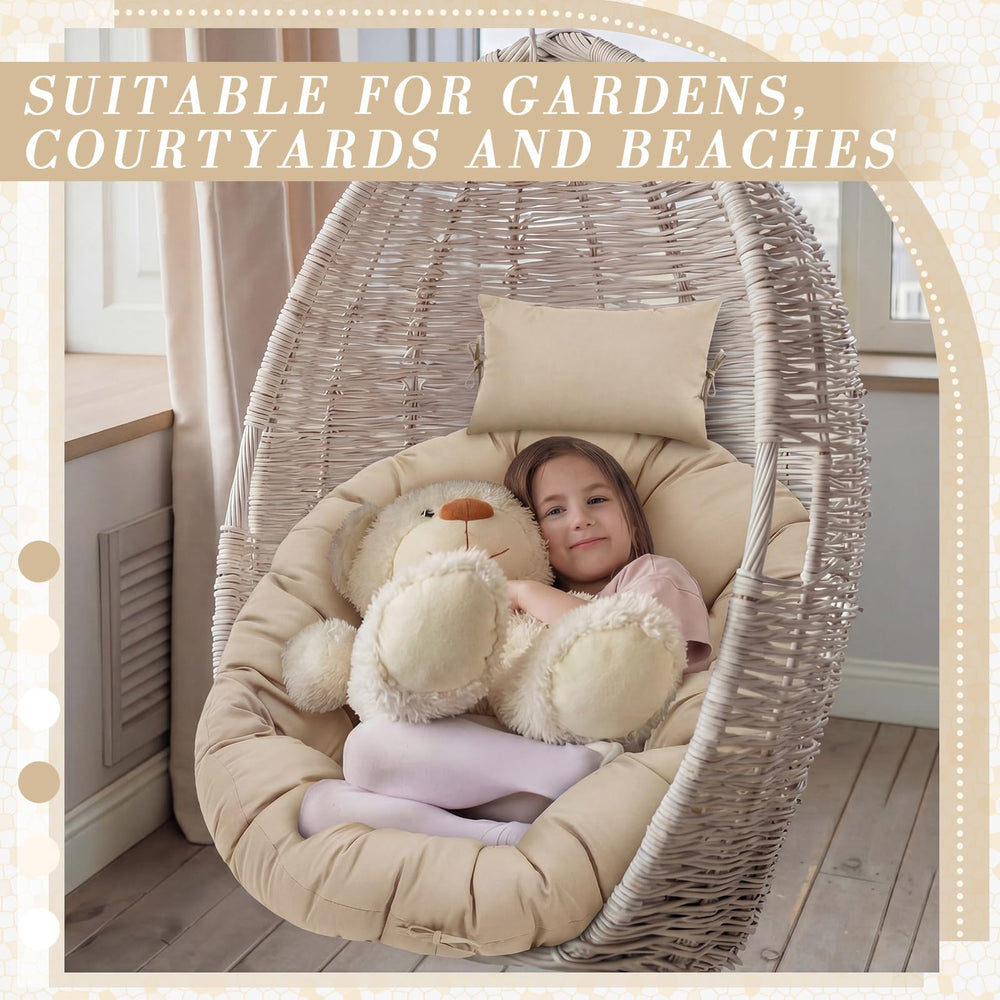 Tudomro cushion installed in hanging basket chair enhancing comfort outdoors