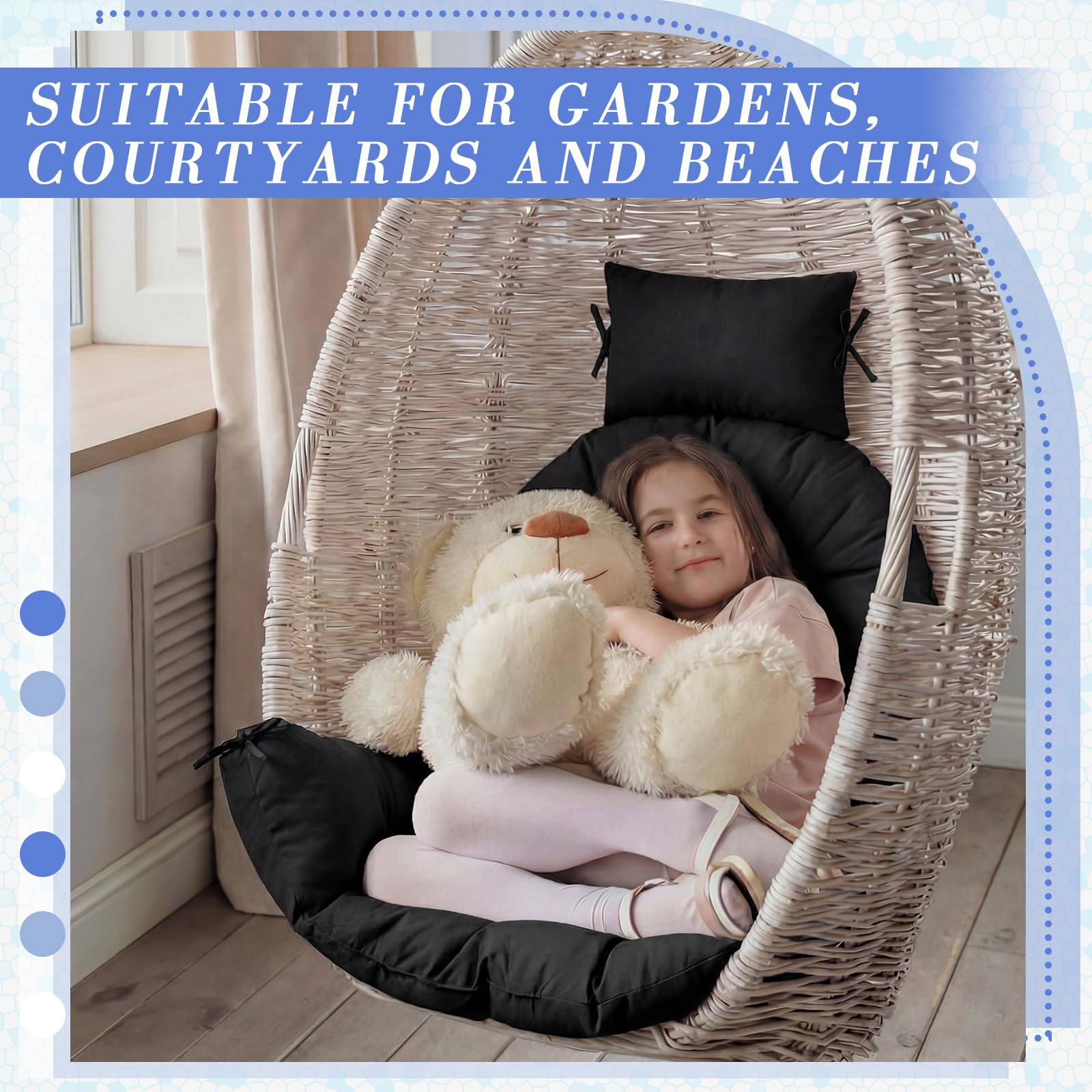 Tudomro cushion installed in hanging chair delivering secure comfort