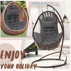 Tudomro cushion in hanging chair lifestyle showing cozy outdoor benefit