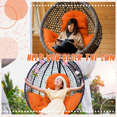 Tudomro cushion in hanging chair on patio demonstrating comfort and style
