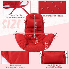 Tudomro cushion installed in hanging egg chair providing deep, supportive seating