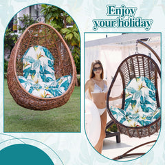 Tudomro cushion in hanging chair on patio demonstrating comfort for lounging