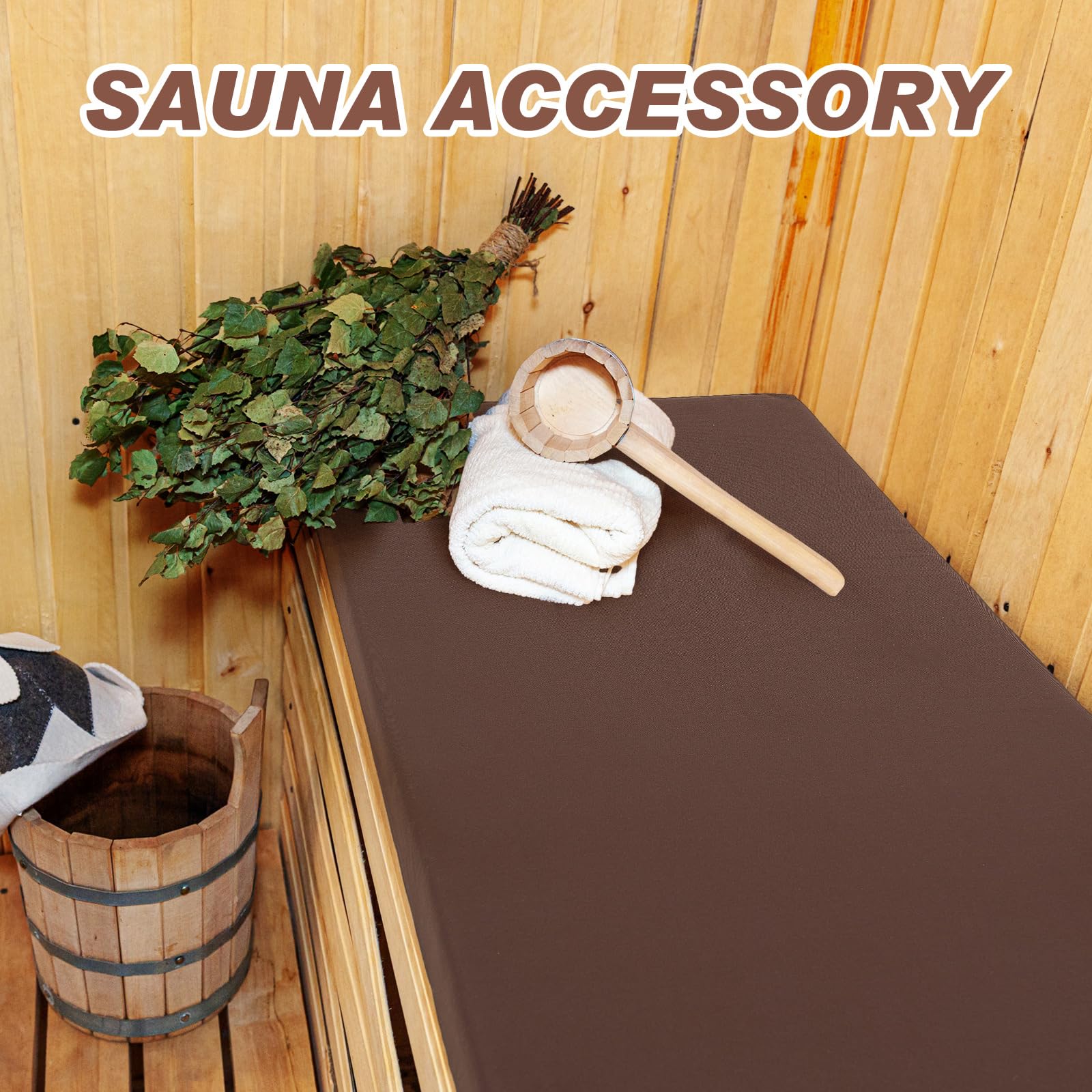 Tudomro cushion placed on sauna bench for comfortable use