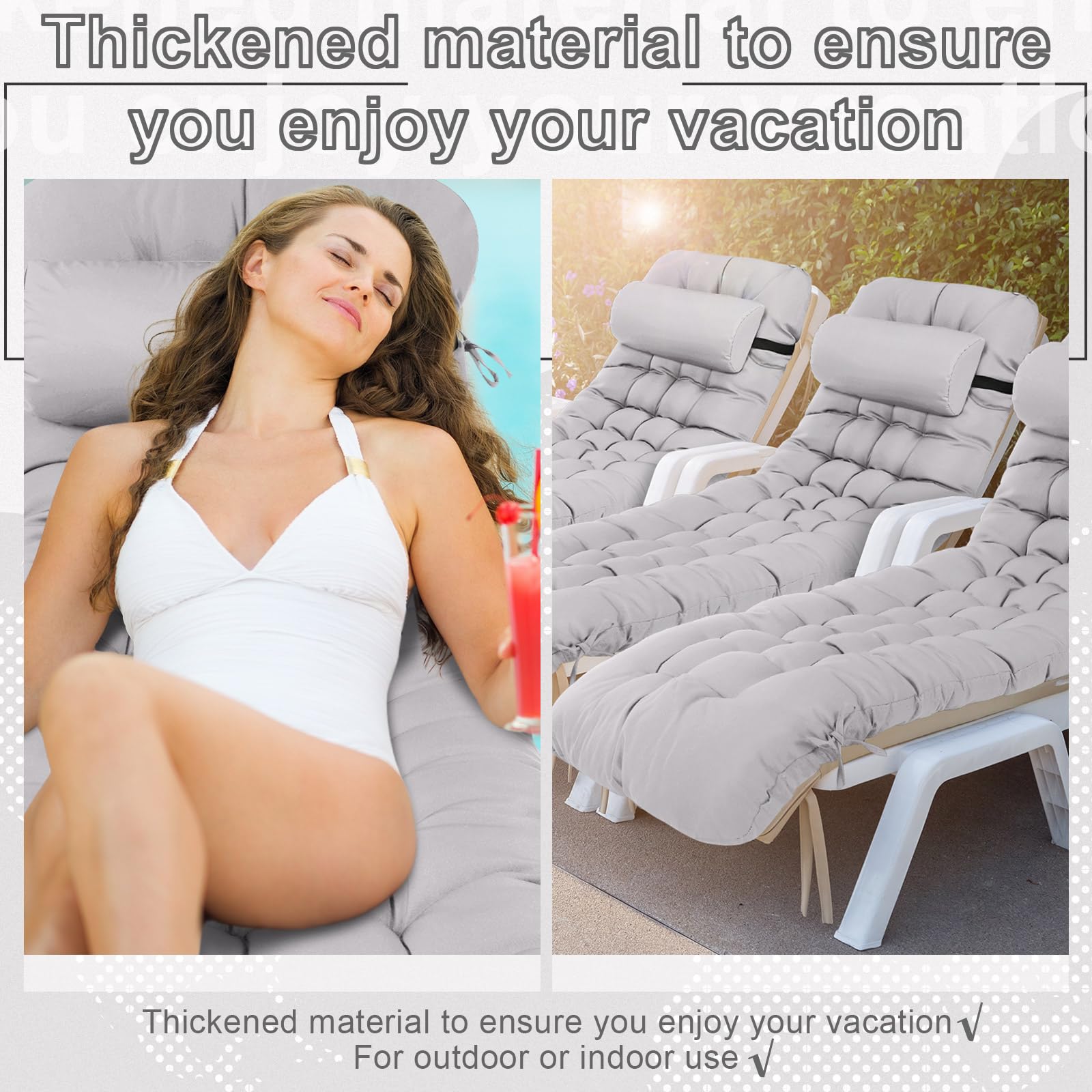 Tudomro chaise cushion installed on patio lounge showing relaxed outdoor use
