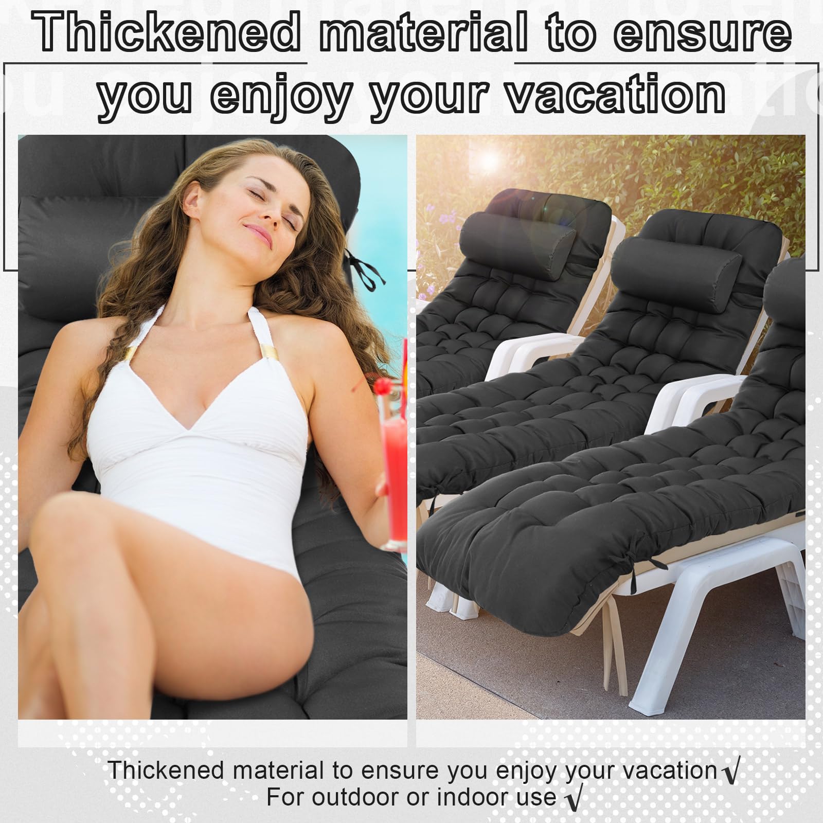 Tudomro cushion on a poolside chaise illustrating water-resistant outdoor usability