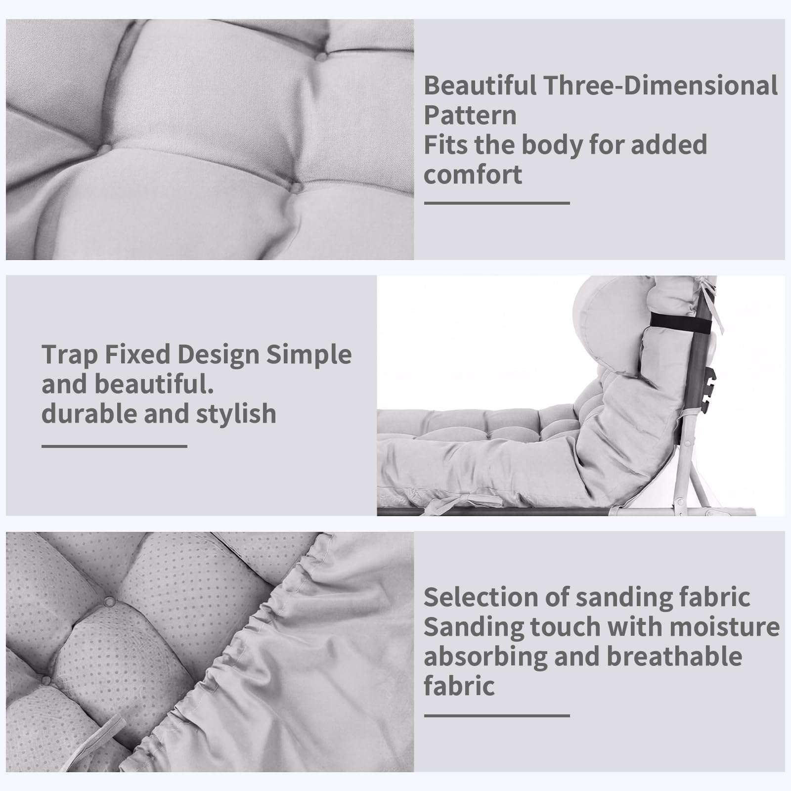 Tudomro side profile showing 3.9-inch thickness for supportive, comfortable lounging