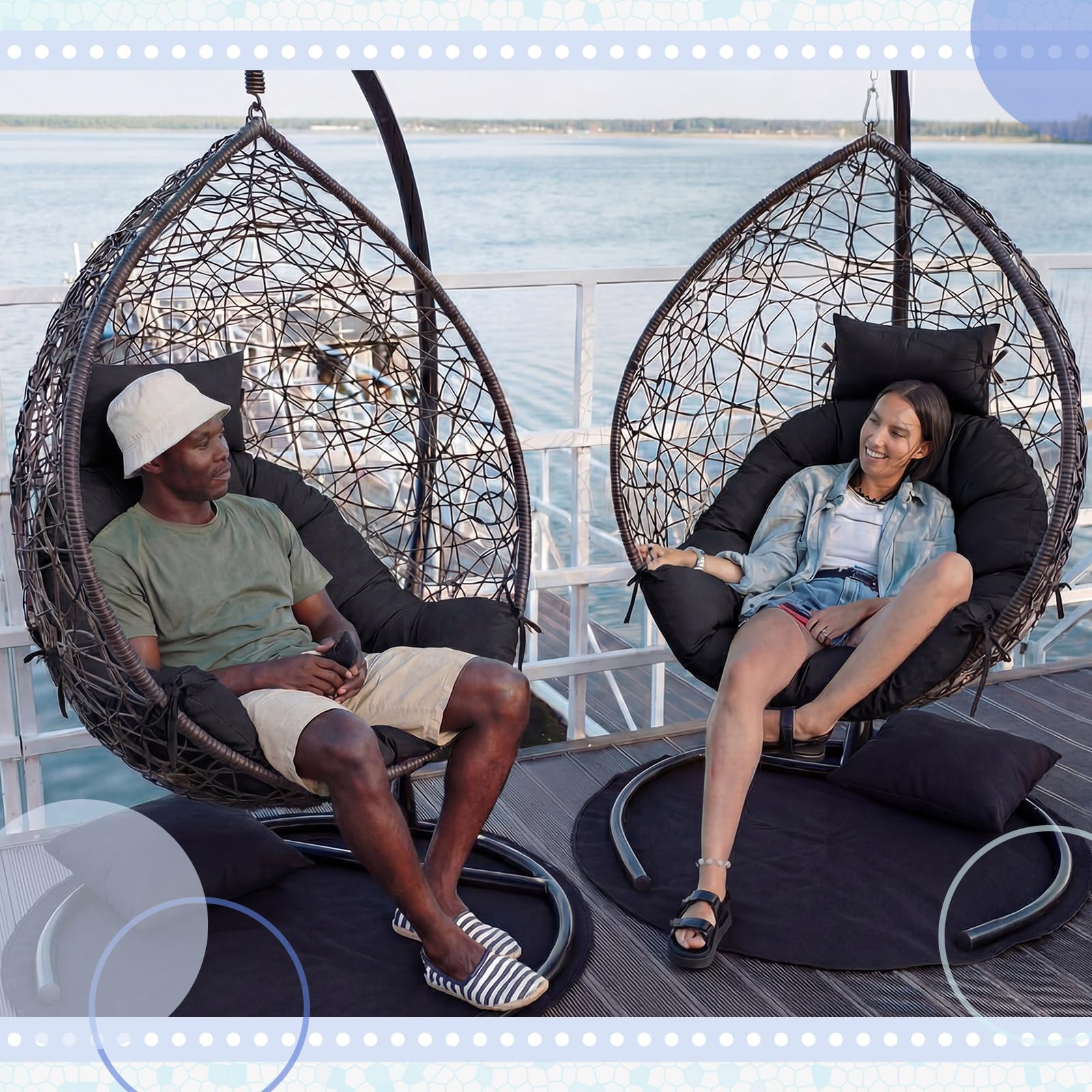 Tudomro cushion next to chair showing 48x32 inch size compatibility