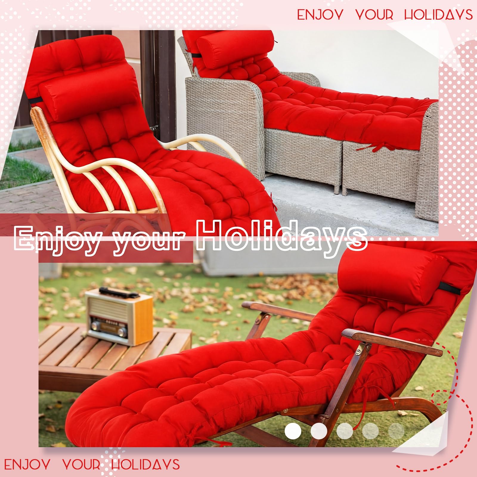 Tudomro size comparison on chaise lounge showing fit and scale for 66x21x4 inch pad