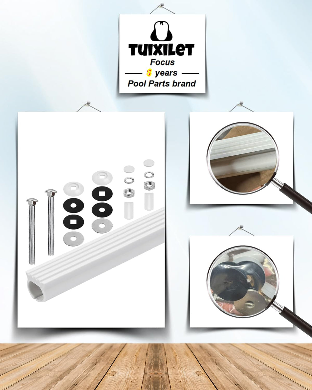 TUIXILET parts next to ruler to show size and compatibility clarity