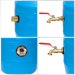 Tujoe spigot installed on rain barrel demonstrating easy access to water