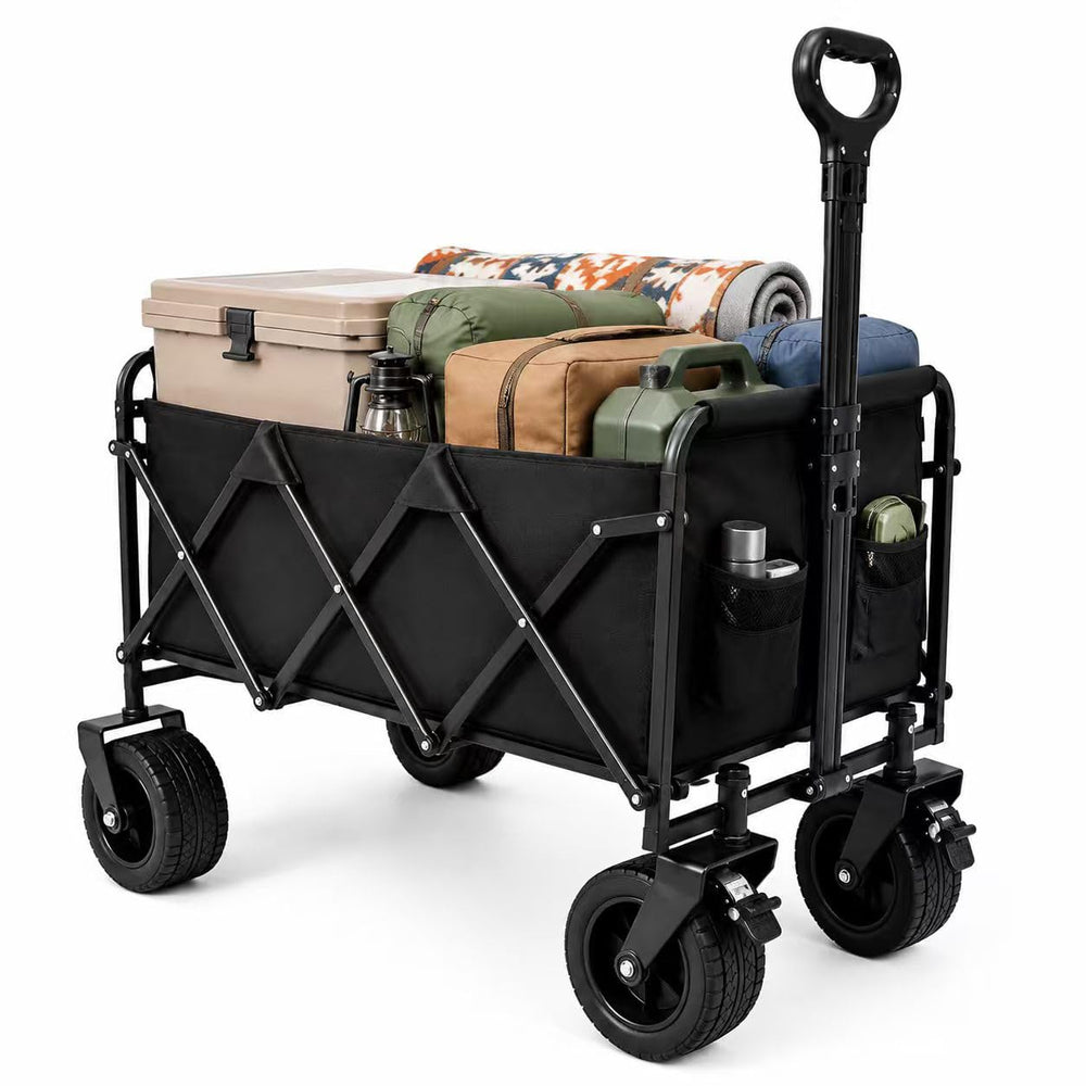 Tule Tuowu wagon front view showing sturdy frame and large cargo capacity for easy hauling