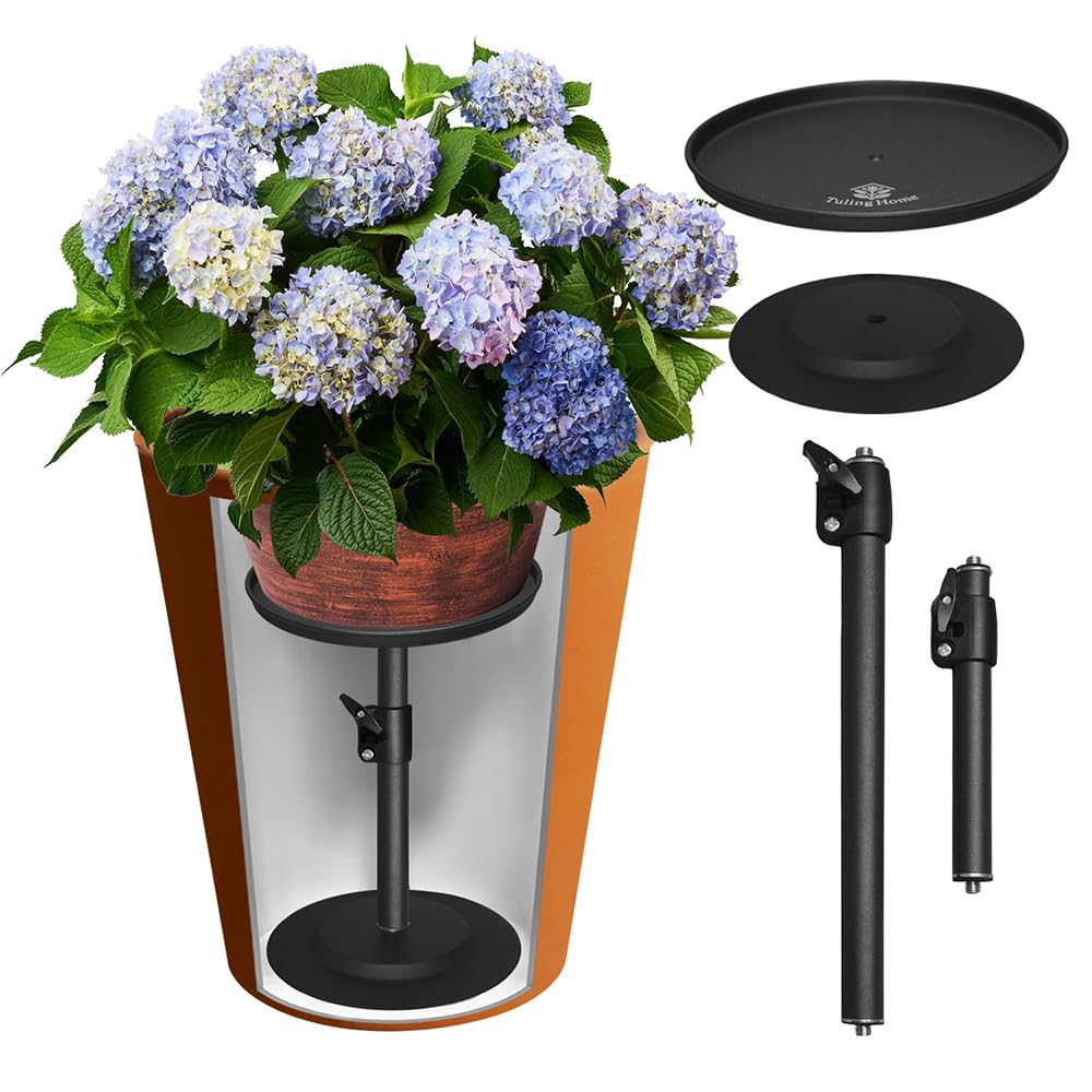 Tuling home front view of adjustable iron planter insert showing sturdy design and fit