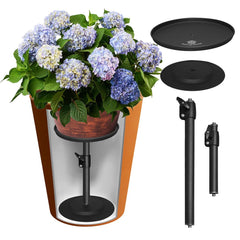Tuling home front view showing adjustable planter insert in a decorative pot for stable display