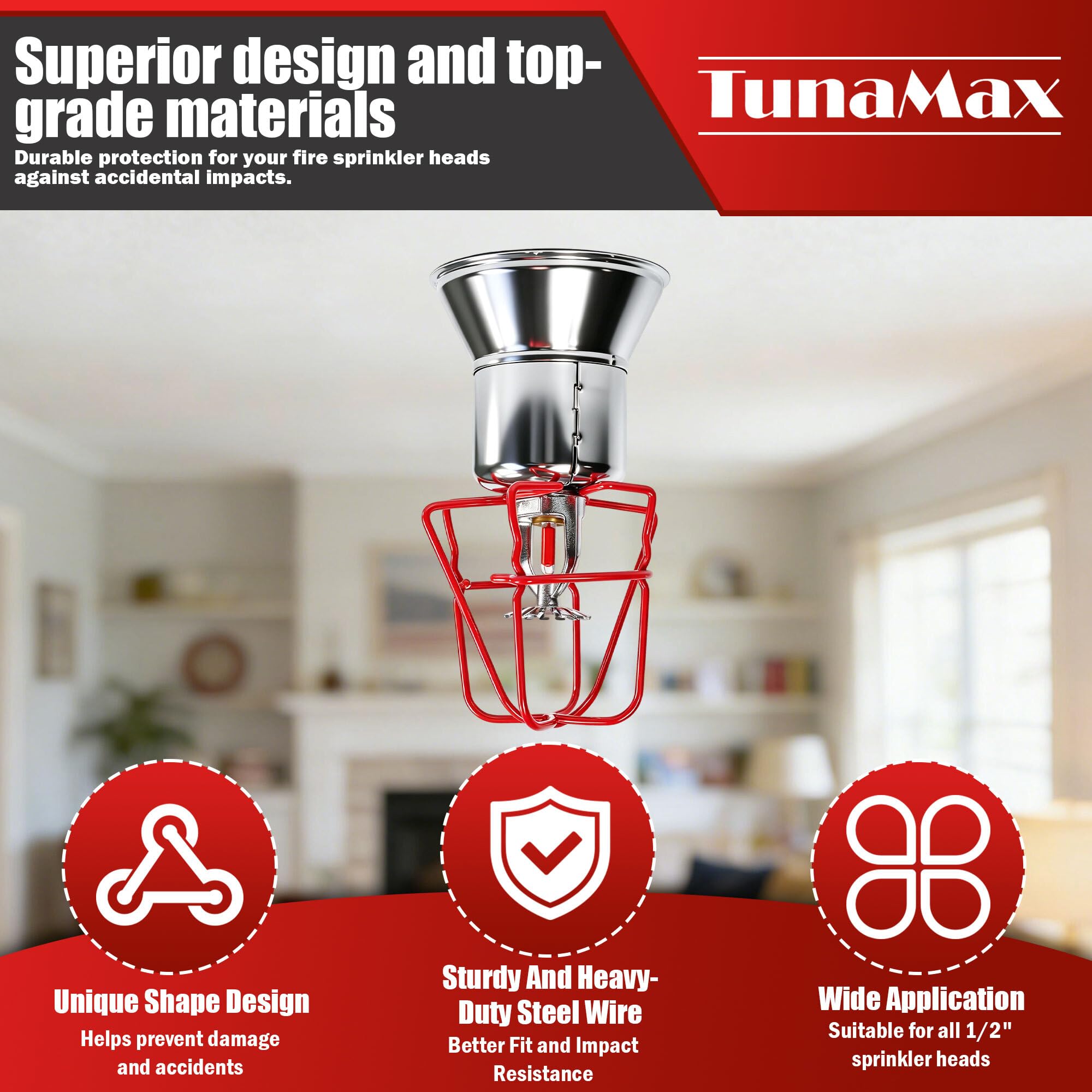 TunaMax red coated wire detail showing corrosion-resistant durable finish