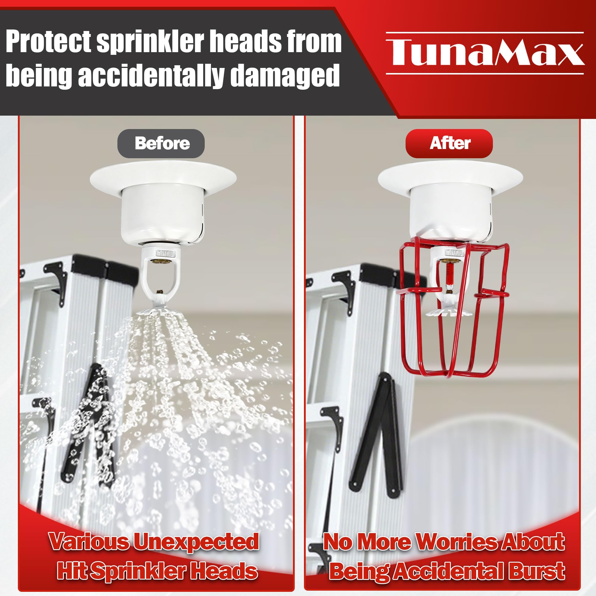 TunaMax fitted to pendent sprinkler head showing secure coverage
