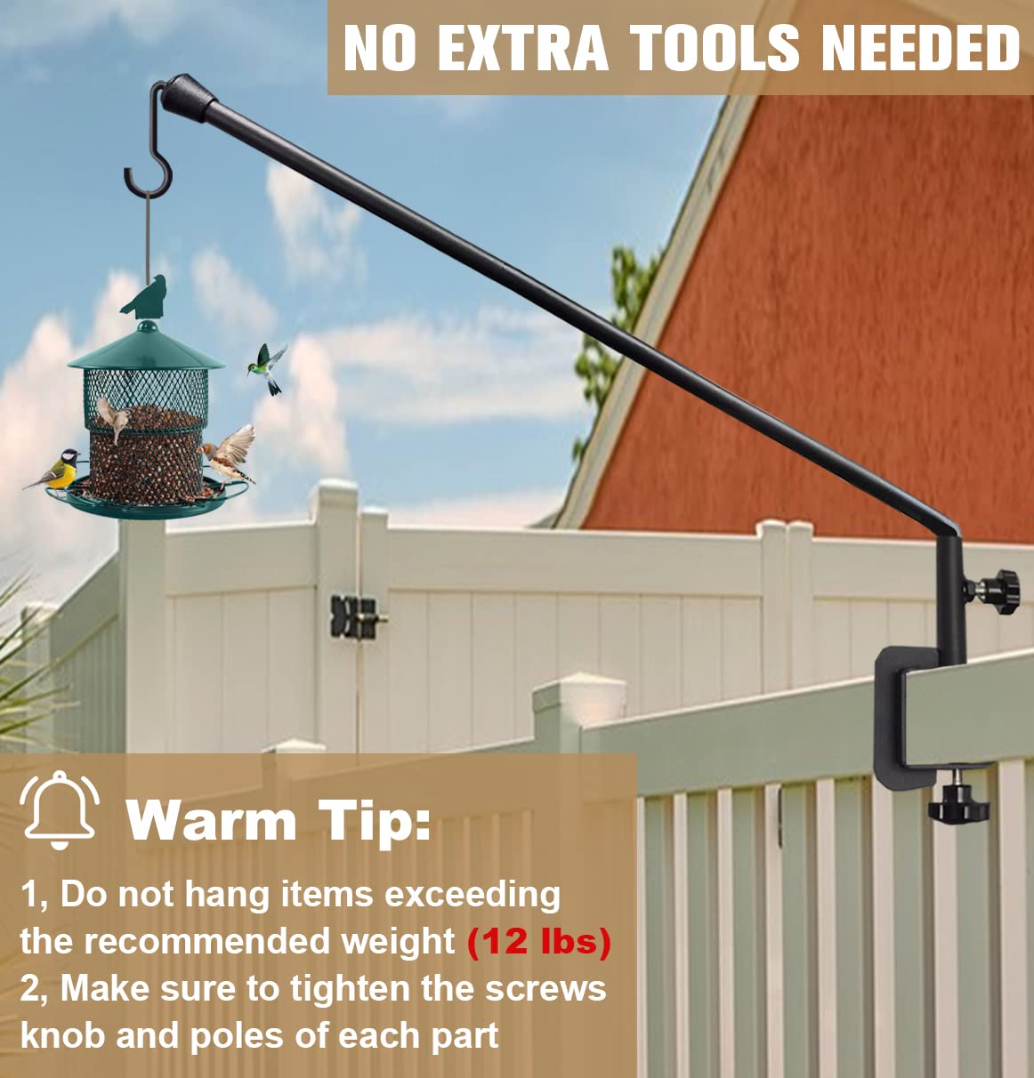 Tuohours in use with bird feeder showing elevated view and easy access