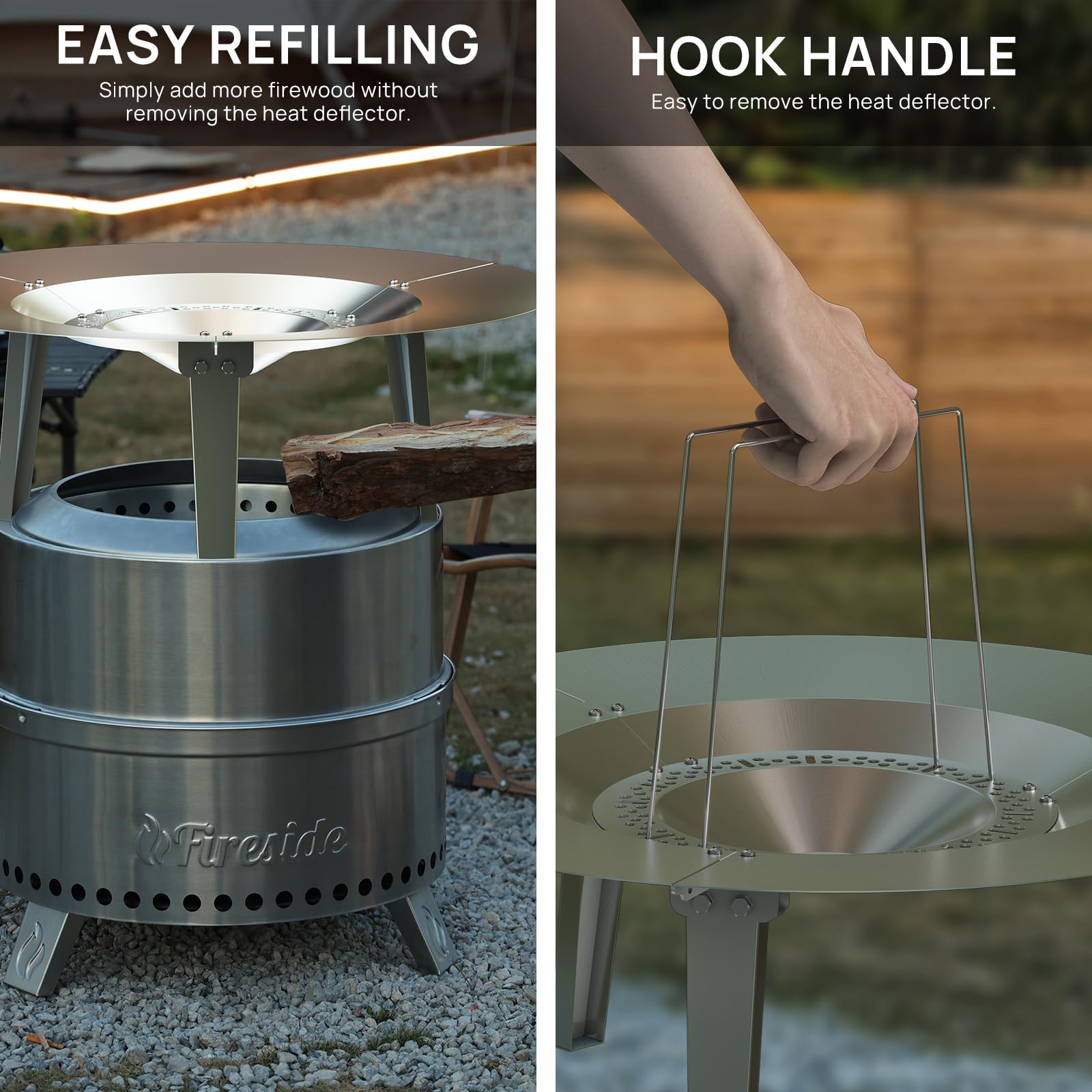 TURBRO Pluto mounted on R19 firepit spreading heat outward for comfort