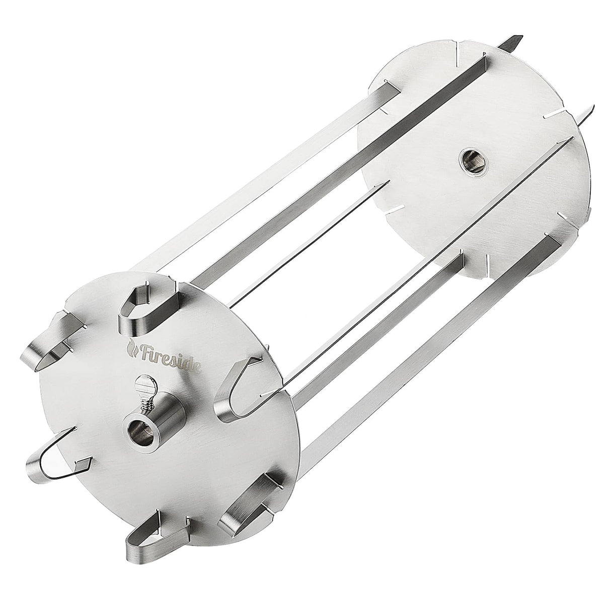 TURBRO front view of rotisserie skewer set showing complete kit and compatibility benefits