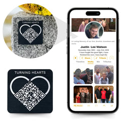 Turning Hearts close-up engraving detail illustrating durable QR readability