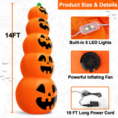 TURNMEON illuminated stacked pumpkins glowing at night for dramatic curb appeal