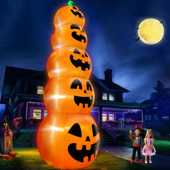 TURNMEON front view of 14 ft stacked pumpkins showing bold seasonal centerpiece