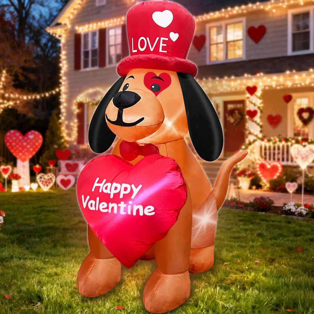 TURNMEON front view 4ft dog inflatable showing joyful decor and curb appeal
